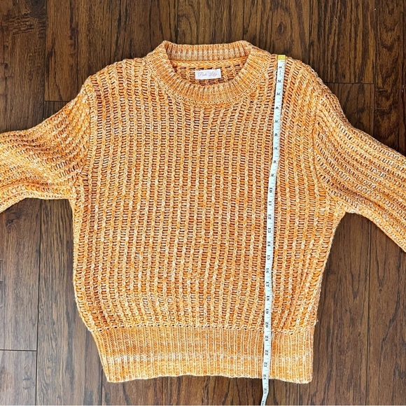 Pink Lily Orange and White Chunky Knit Pullover Crewneck Sweater Size Medium - Picture 13 of 14